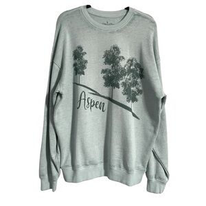 NWOT goodie two sleeves Aspen Graphic Sweatshirt Burnout Oversized Snow Green L